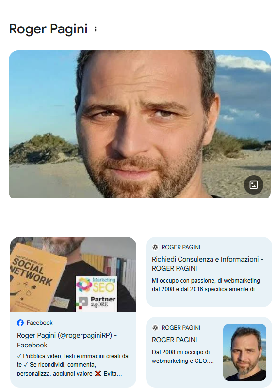 Esempio di scheda autore di Google e Knowledge Graph