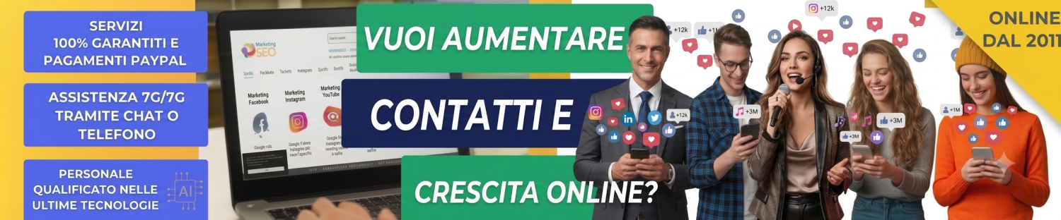 Aumento follower like e views reali e garantiti per tutti i social network.